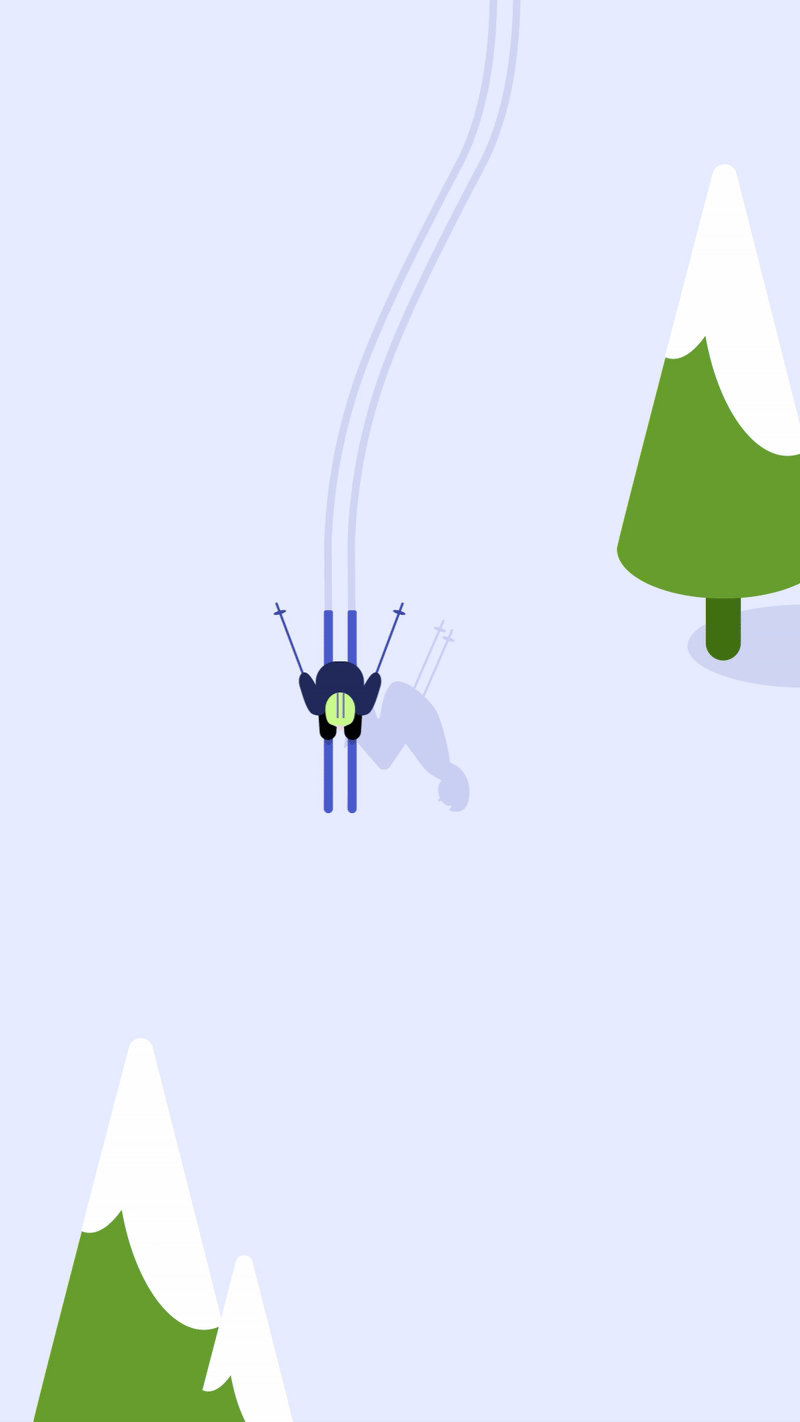 Skiing through trees animation