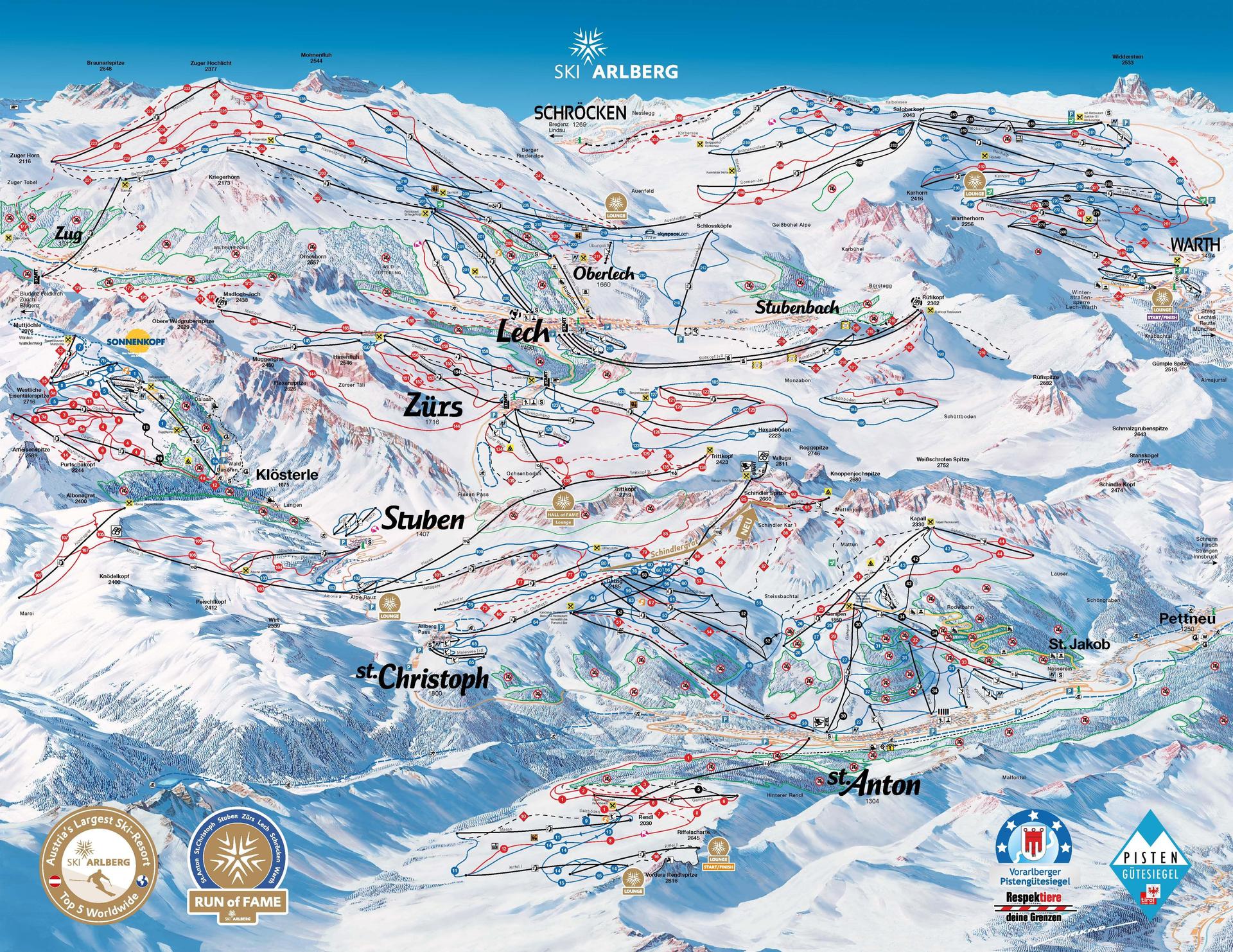 St Anton ski map