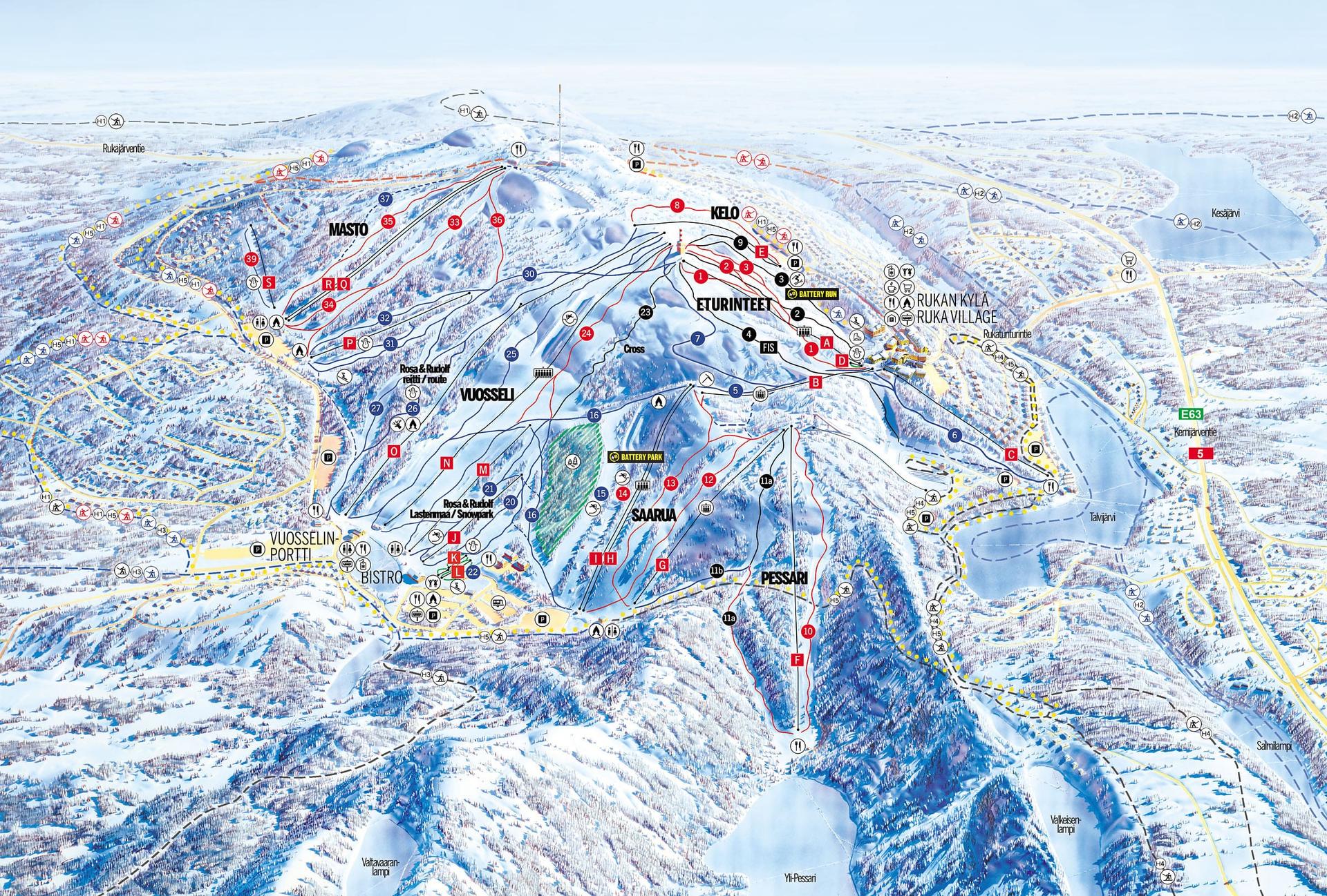 Ruka ski map