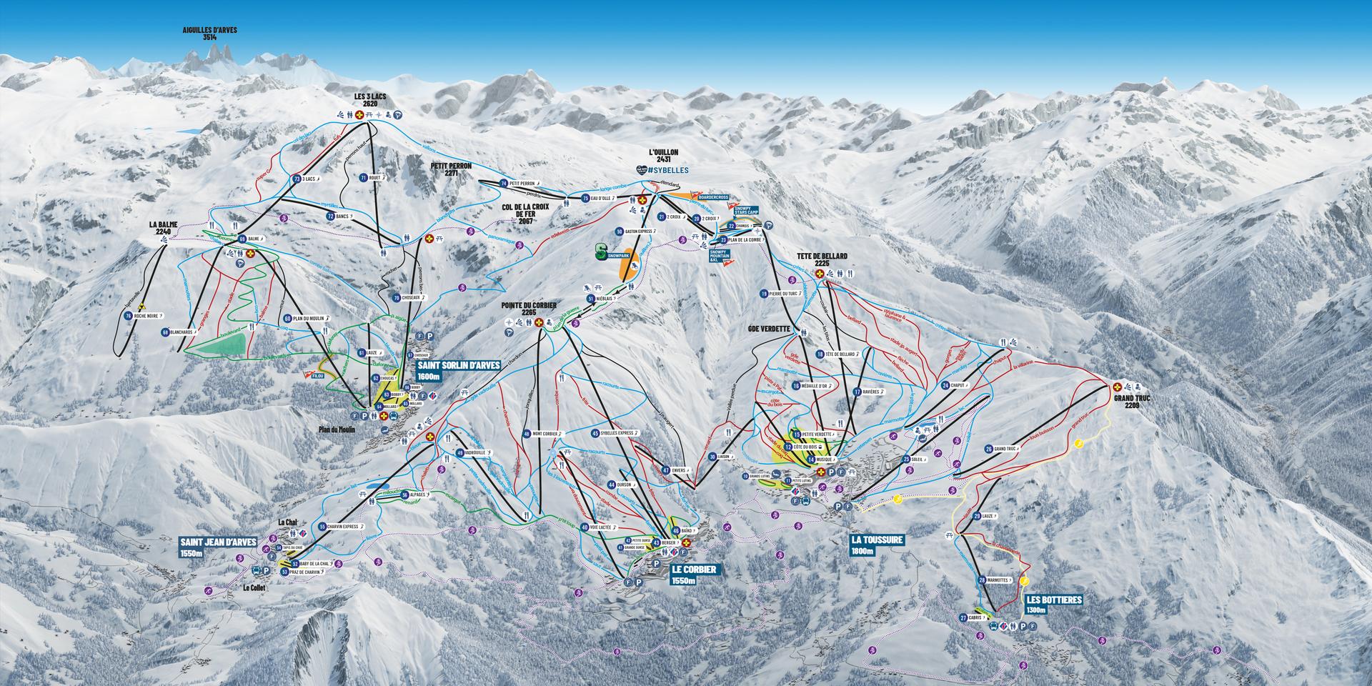 La Toussuire ski map